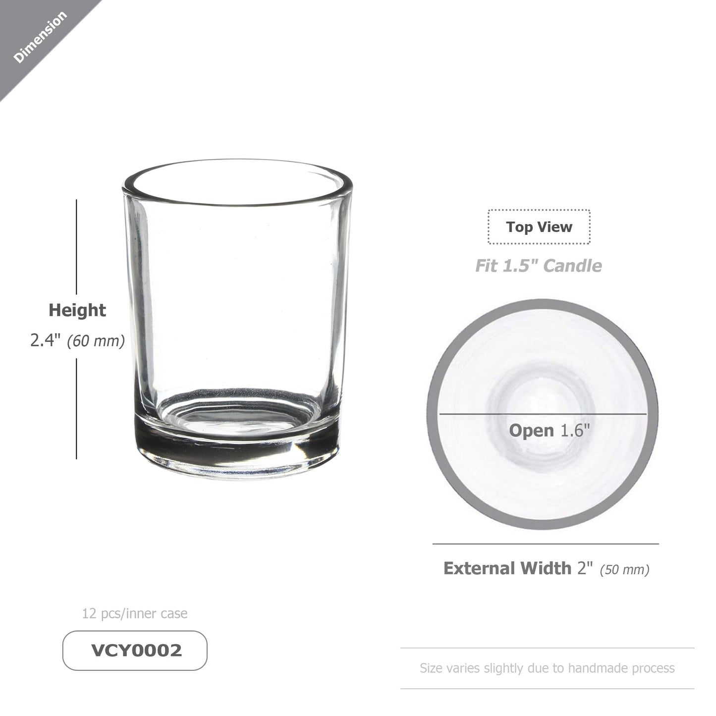 WGV Tea Light Votive Candle Holder 2x2.4, Clear Tiny Utility Cylinder Glass Vase, Small Planter Terrarium for Home Accent Decor, 1 Pc