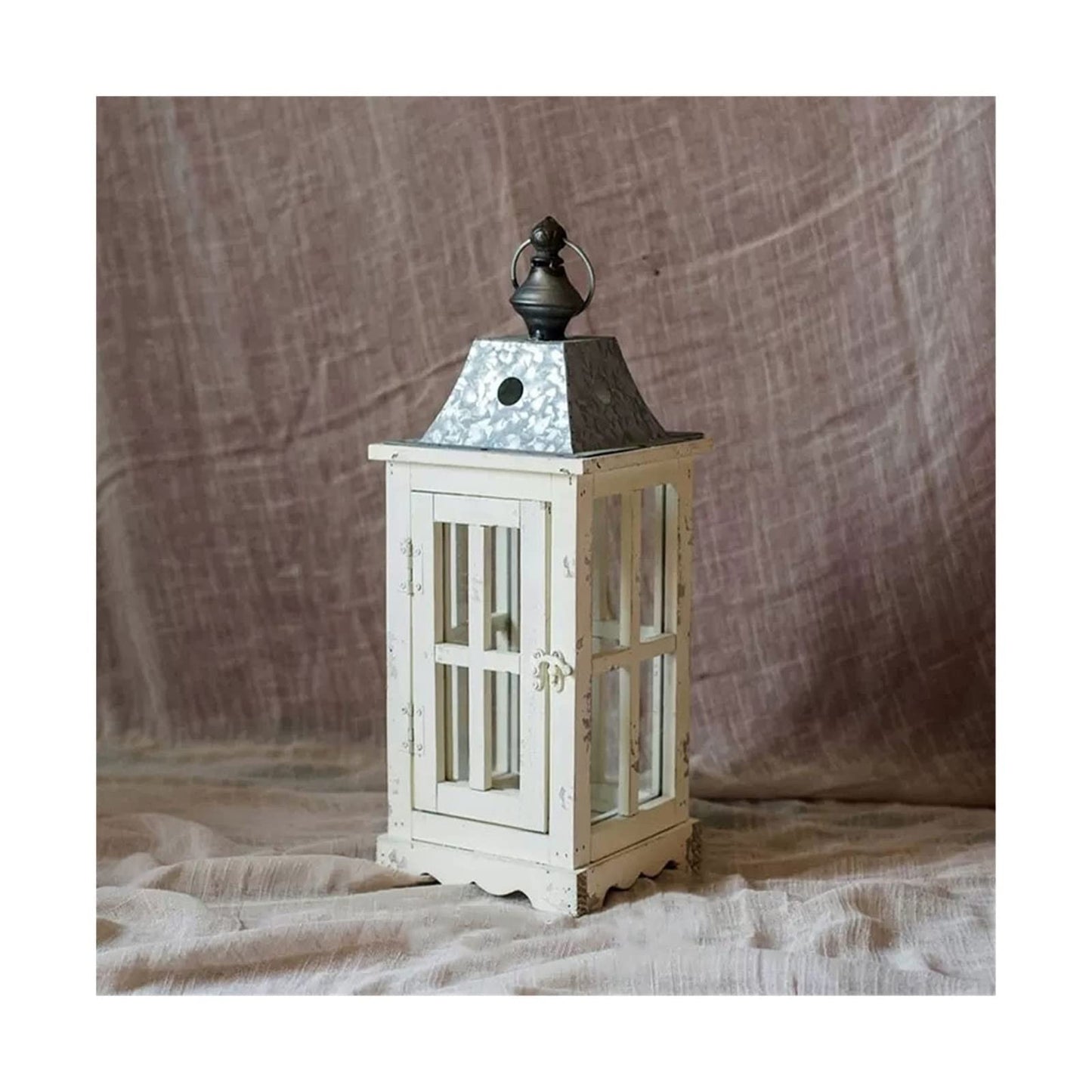 Decorative Candle Holder, Large Wooden Candlestick, Glass Decoration, Garden, Yard, Nostalgic Lantern, Candle Holder, Candle Holder (Size : M)