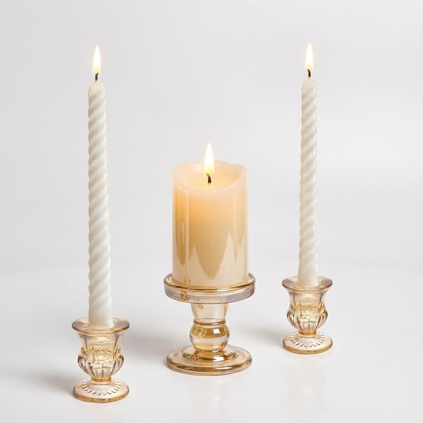 CHILL RECIPE Unity Candle Holders Glass Candlestick Holders for Pillar Candles Taper Candles, Crystal Taper Candle Holders for Weddings Table Centerpiece Dinning(Gold)