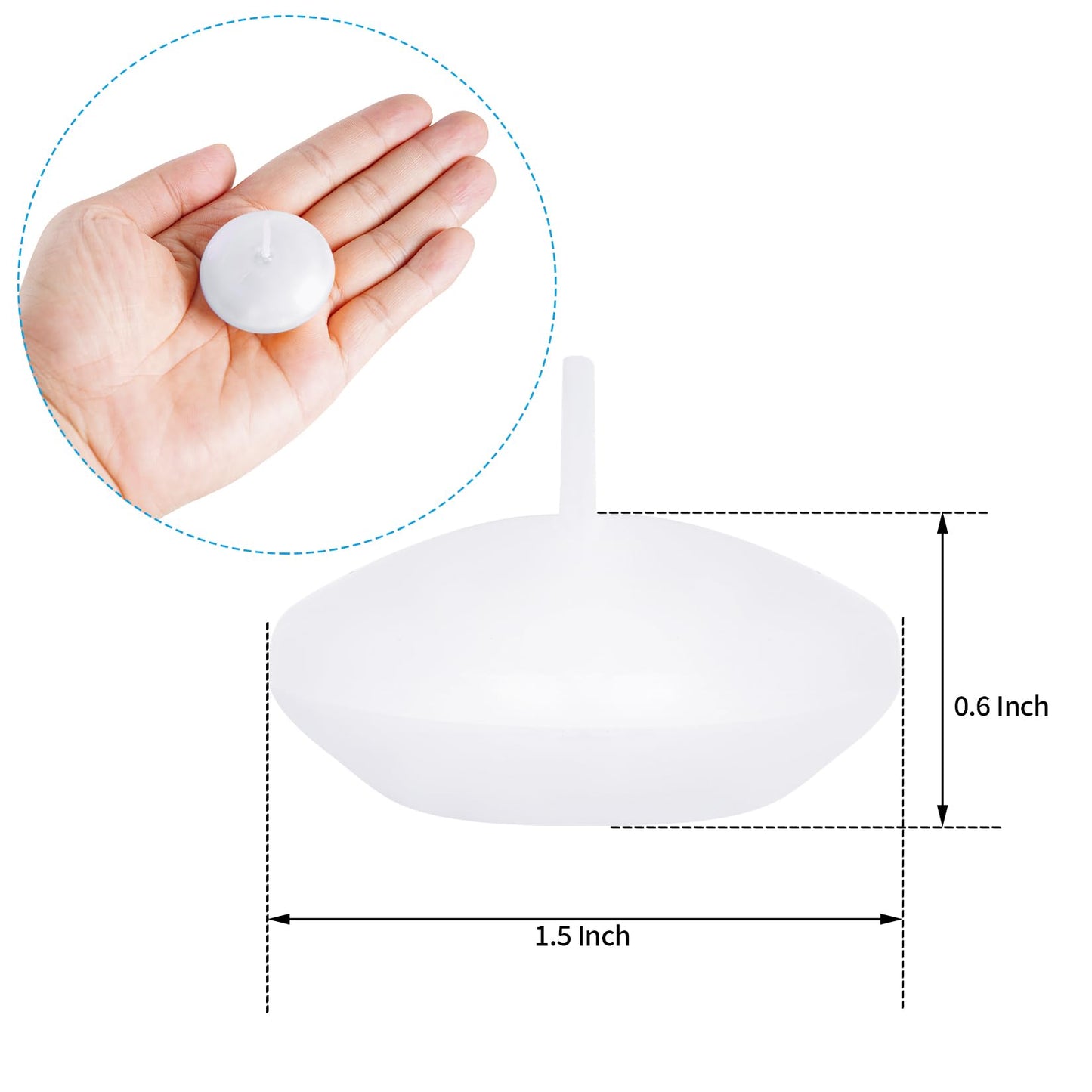 Floating Candles Centerpieces - 40 Pack 1.5 Inch Floating Candles for Centerpieces, Nice for Halloween, Christmas, Thanksgiving, New Year & More - Good for Home Decor & Centerpieces (White)