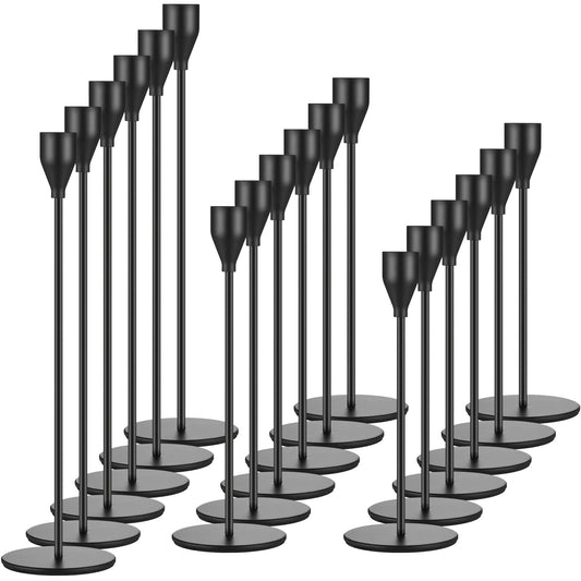 Set of 18 Tall Candlestick Holders Thin Metal Taper Candle Holders for Table Centerpiece Modern Decorative Pillar Candle Sticks Stand for Home Wedding Christmas Decoration(Black)