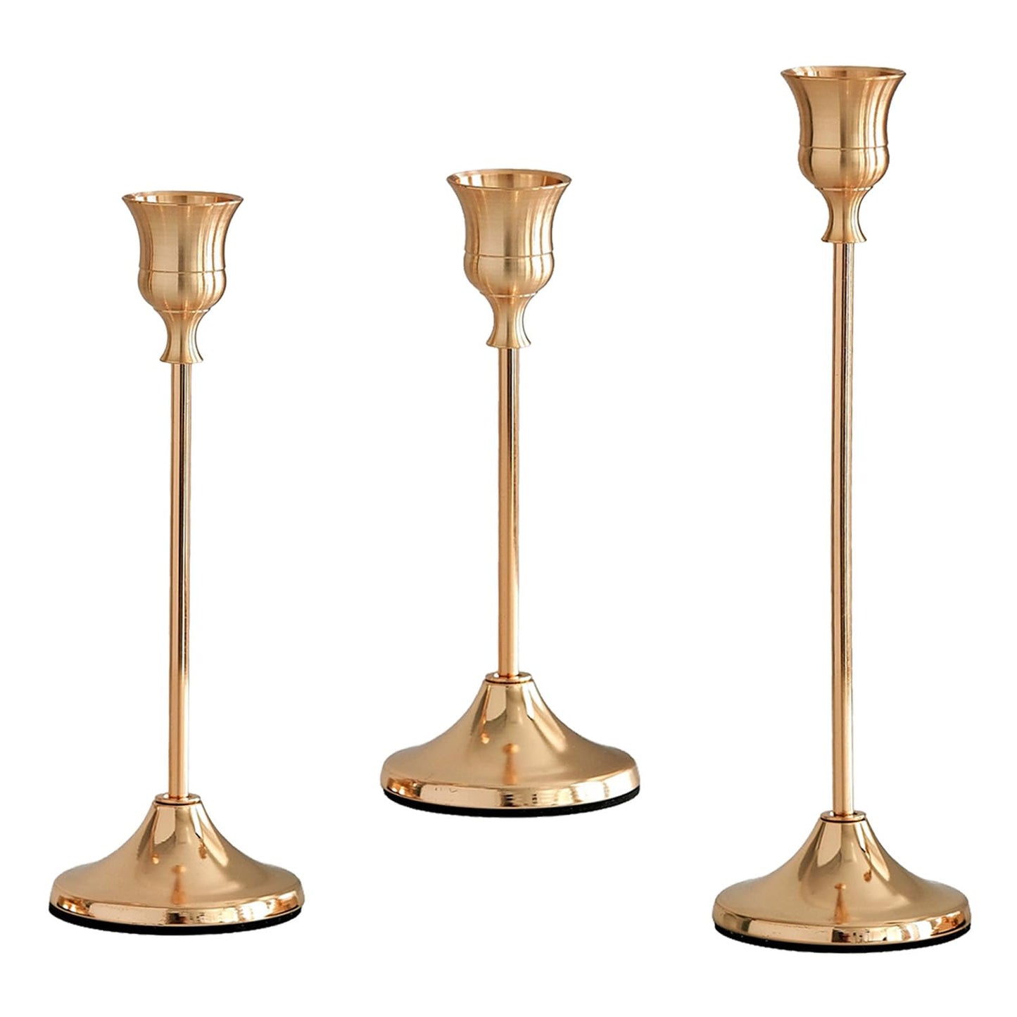 AUMAYCO French Gold Candlestick Holders Set of 3, Metal Taper Candle Holders, Classic Decorative Candle Stick for Christmas, Wedding, Party, Dinner Tables,Home Décor