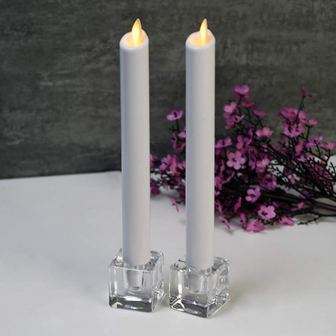 Aglary 4PCS Square Glass Taper Candle Holders for Table Centerpiece. Decorative Crystal Candle Stick Holder Sets. Candle Stand for Wedding, Dinning, Party.