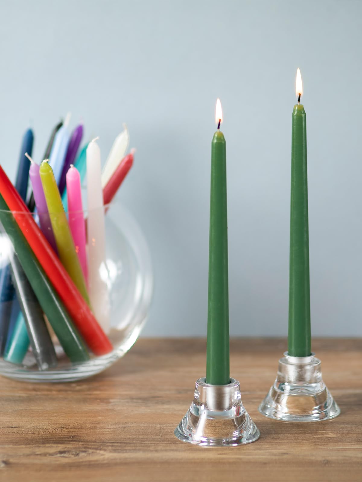 CANDWAX 10 inch Candlesticks Set of 12 - Dripless Taper Candles Perfect for Party or Decor - No Drip Green Candle