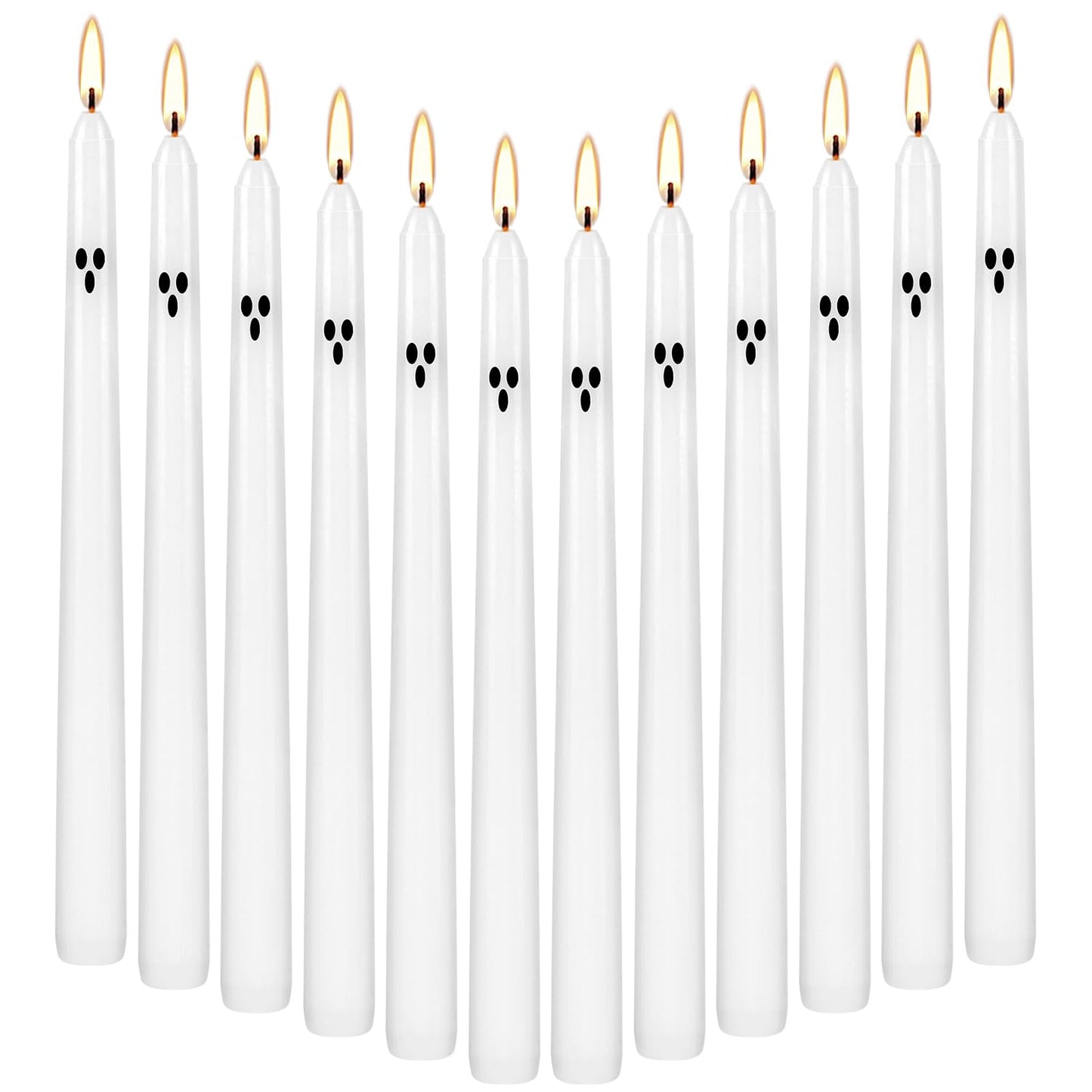 12pack 10inch Ghost Halloween Taper Candles-unscented White Spooky Candles Decorations Halloween Ghost Shaped Decor for Party Favor Home Table