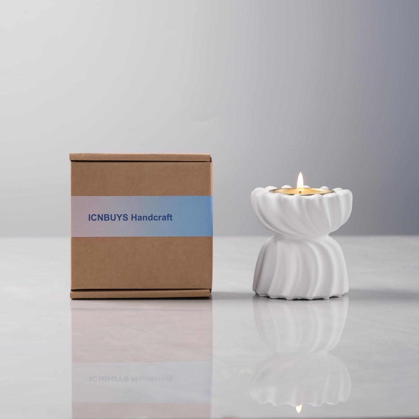 ICNBUYS Twizzle Twist Tealight Holder, Decorative Tealight Candle Holder for Table Display, Romantic Unique Home Décor Aesthetic, Housewarming Gift, Spiral Sculpture Diwali Tea Light Stand Cement