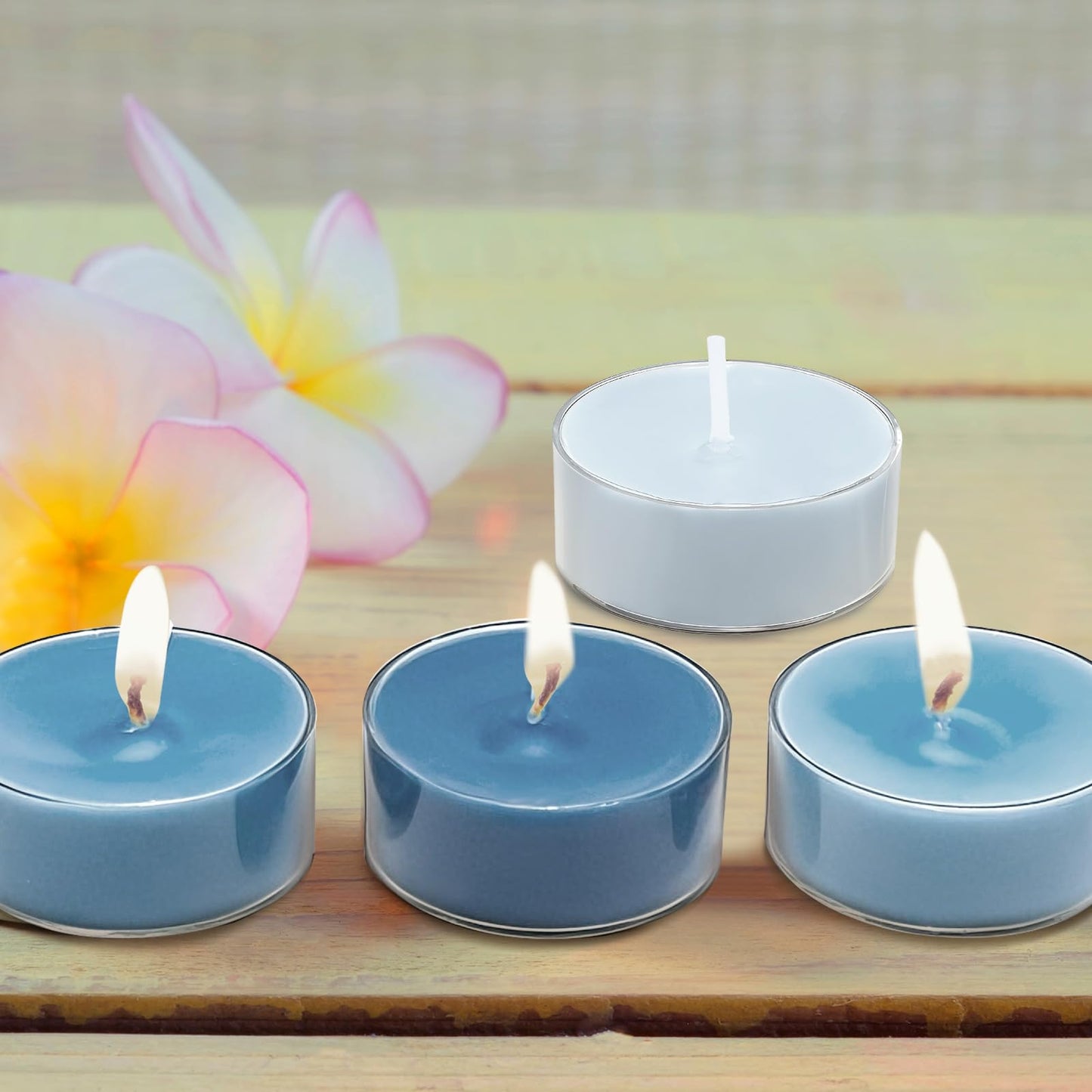 Honoson 12 Pack Blue Tea Lights Candles Blue Round Tea Light Natural Wax Scented 6 Scents Conversation Candle for Spring Easter Wedding Engagement Gifting Aromatherapy Anniversary Summer Home Decor