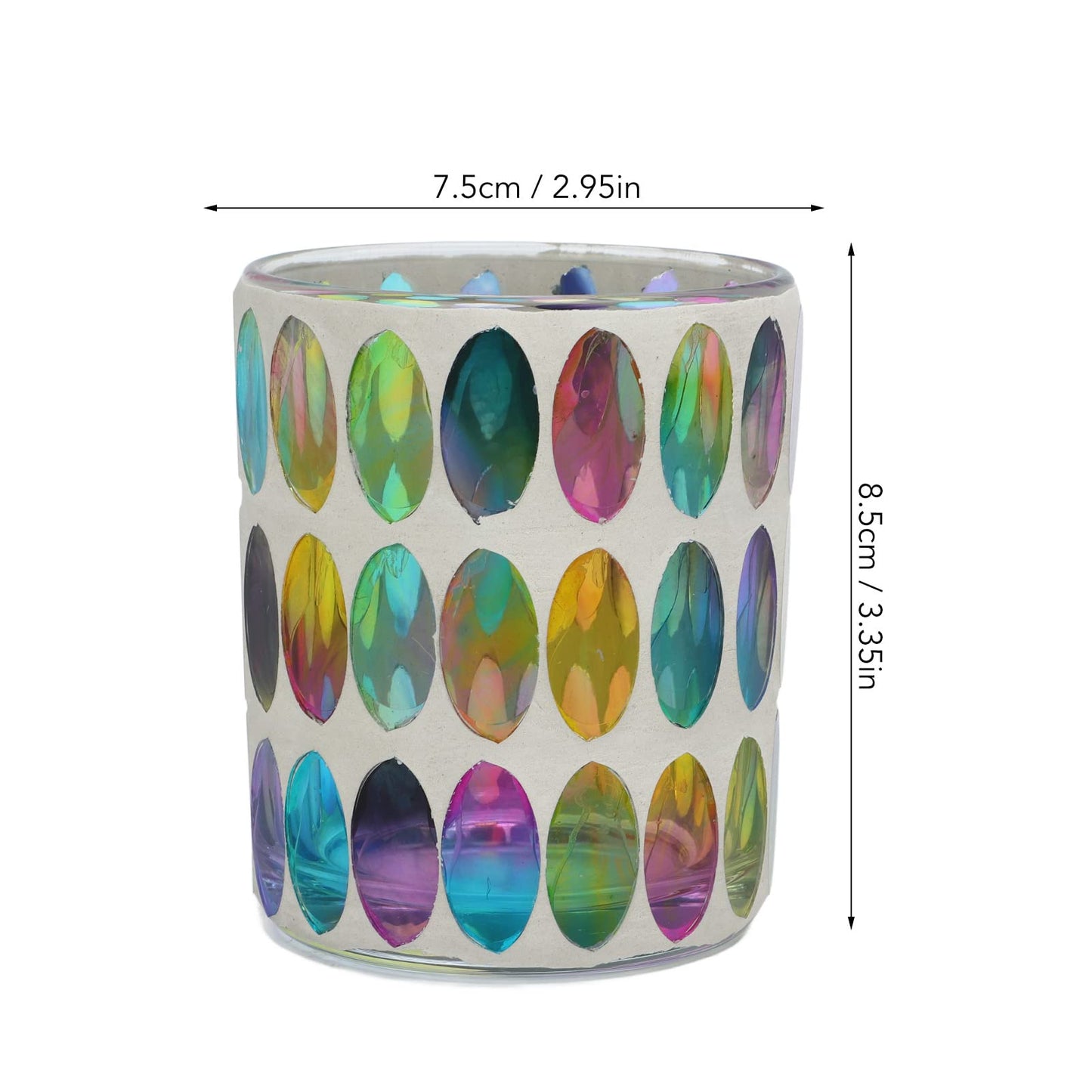 Glass Candle Holders, Mosaic Tea Light Holder Colorful Glass Vivid Luster Tealight Votive Holder Cup Vivid Luster Pen Holder for Bedroom, Office, Cafe, Restaurant, and Bar