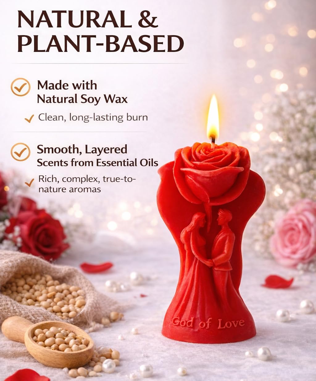 Valentine's Day Decorations 3D Scented Candle Gift for Wedding Engagement Party, Anniversary Candles Gifts for Girlfriend Wife Couples
