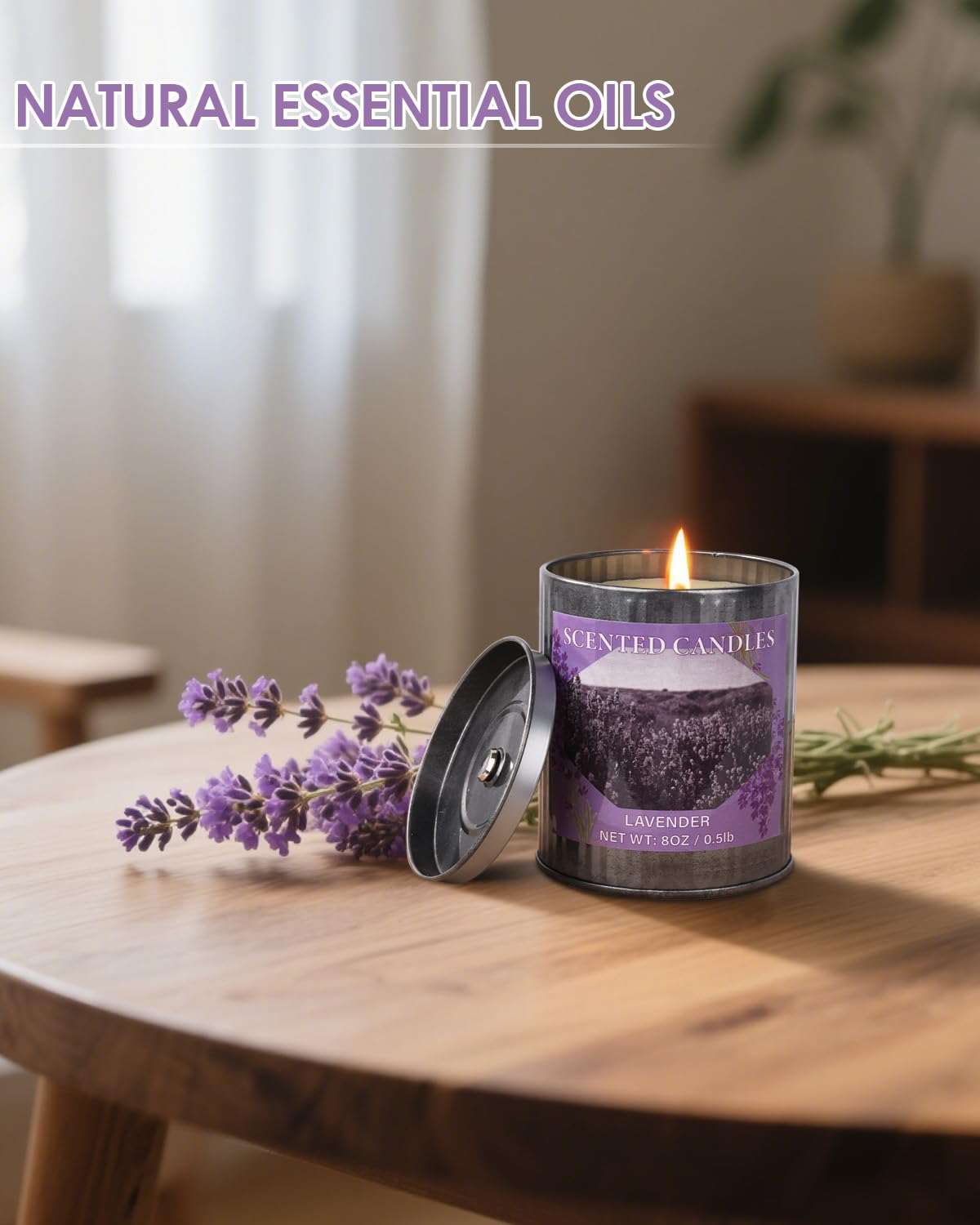 Scented Candles for Home, 8oz Soy Candle, 50H Burn, Lavender Aromatherapy, White Candle in Gift Box, Perfect for Birthday, Mother's Day, Christmas