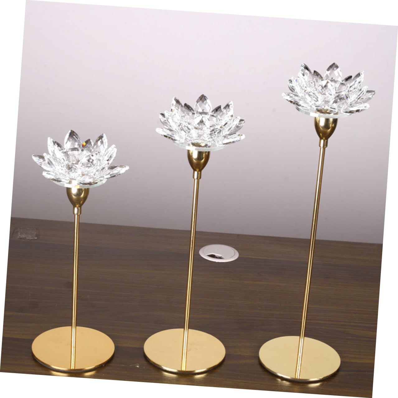 JOINPAYA Crystal Lotus Candlestick Holder Metal Candle Stand Small Gold Decorative Candle Stick for Wedding Dining Room Centerpiece