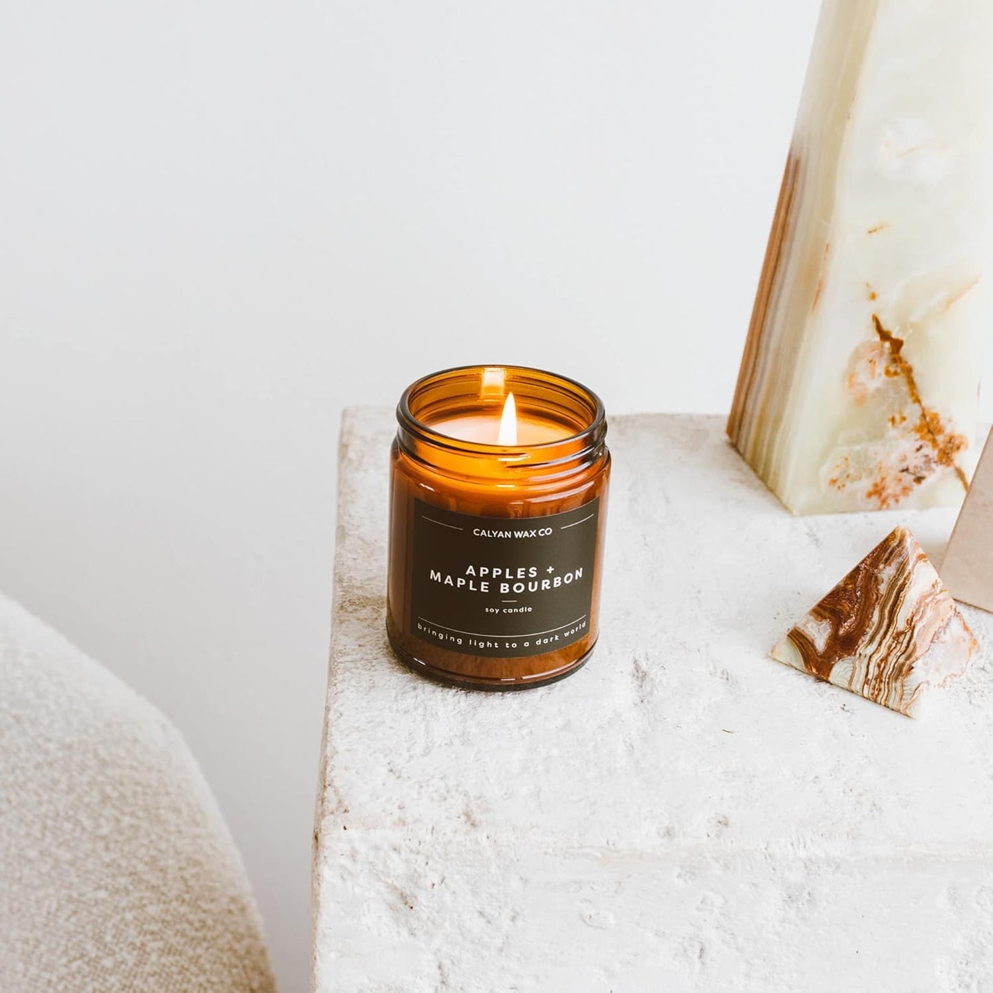 Calyan Wax Co. Rose & Peony Scented Candle - 57 Hour Burn - Luxury Clean Soy Wax Candles - Long Lasting Amber Glass Jar Candle for Home - 7.2oz