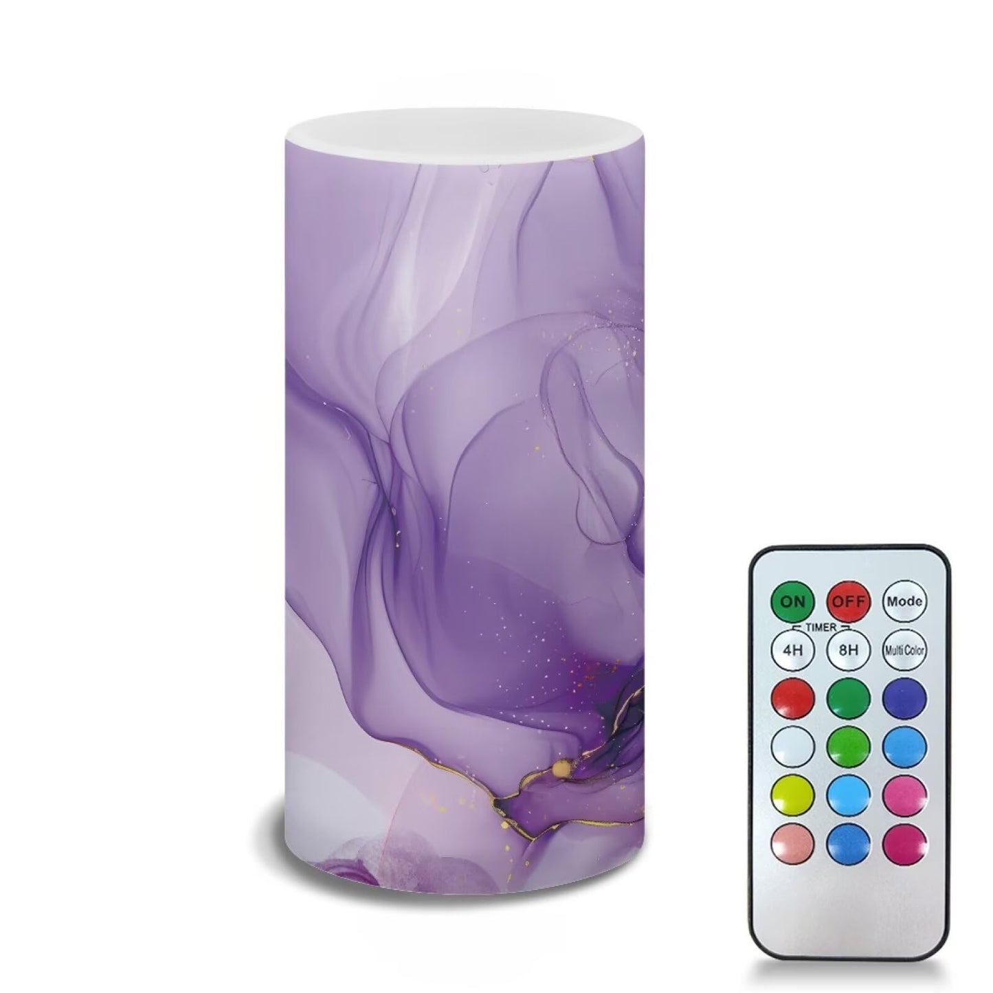 Merkmak Battery Operated Flameless Candles with Remote and Timers Flameless LED Pillar Candles for Camping, Weddings, Home Decoration Battery Tea Lights, Purple Marble