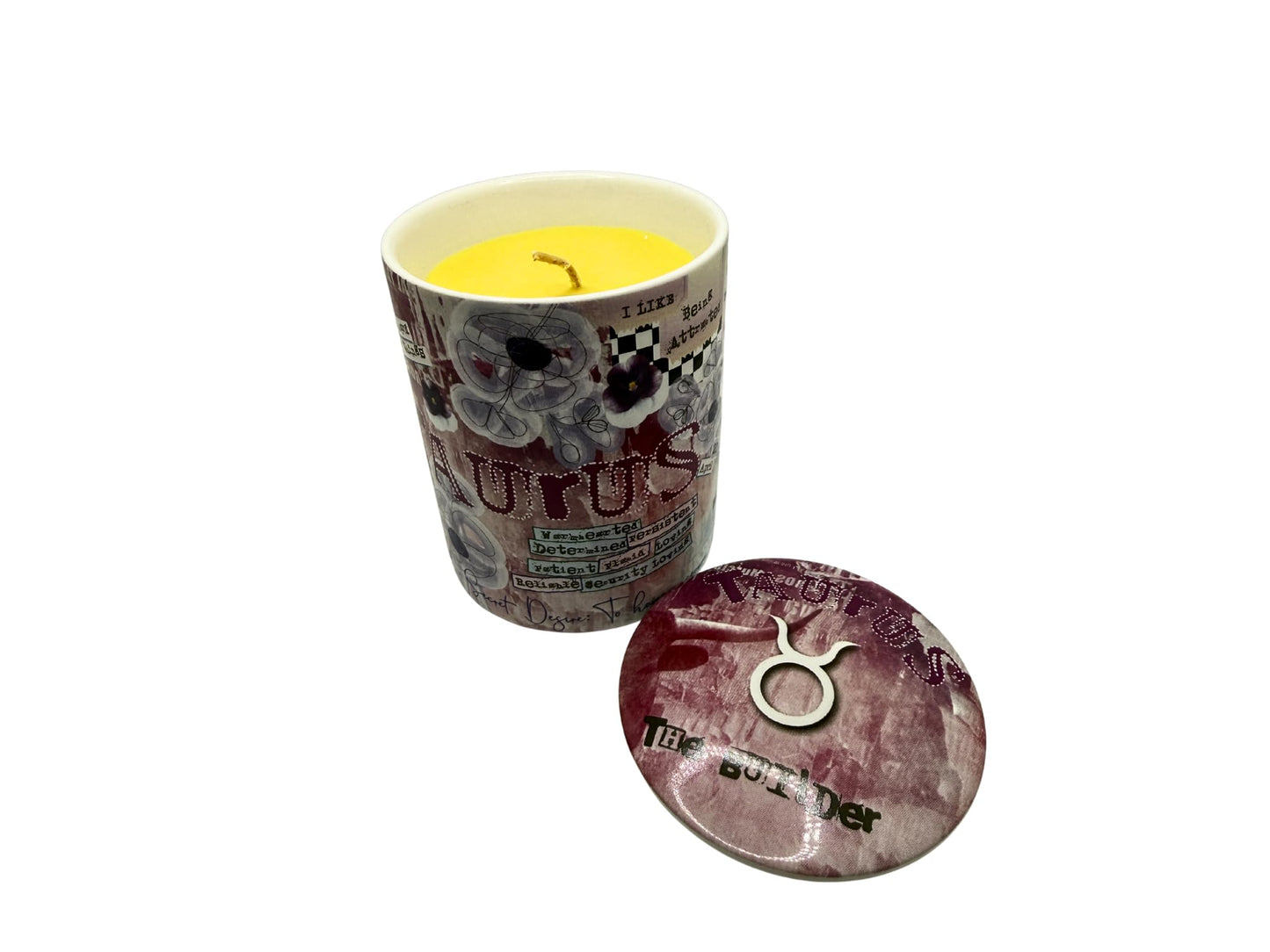 Taurus Zodiac Candle – Jasmine Scented Soy Candle for Self Care & Relaxation – Zodiac Birthday Gift – 80 Hour Burn – Reusable Ceramic Jar