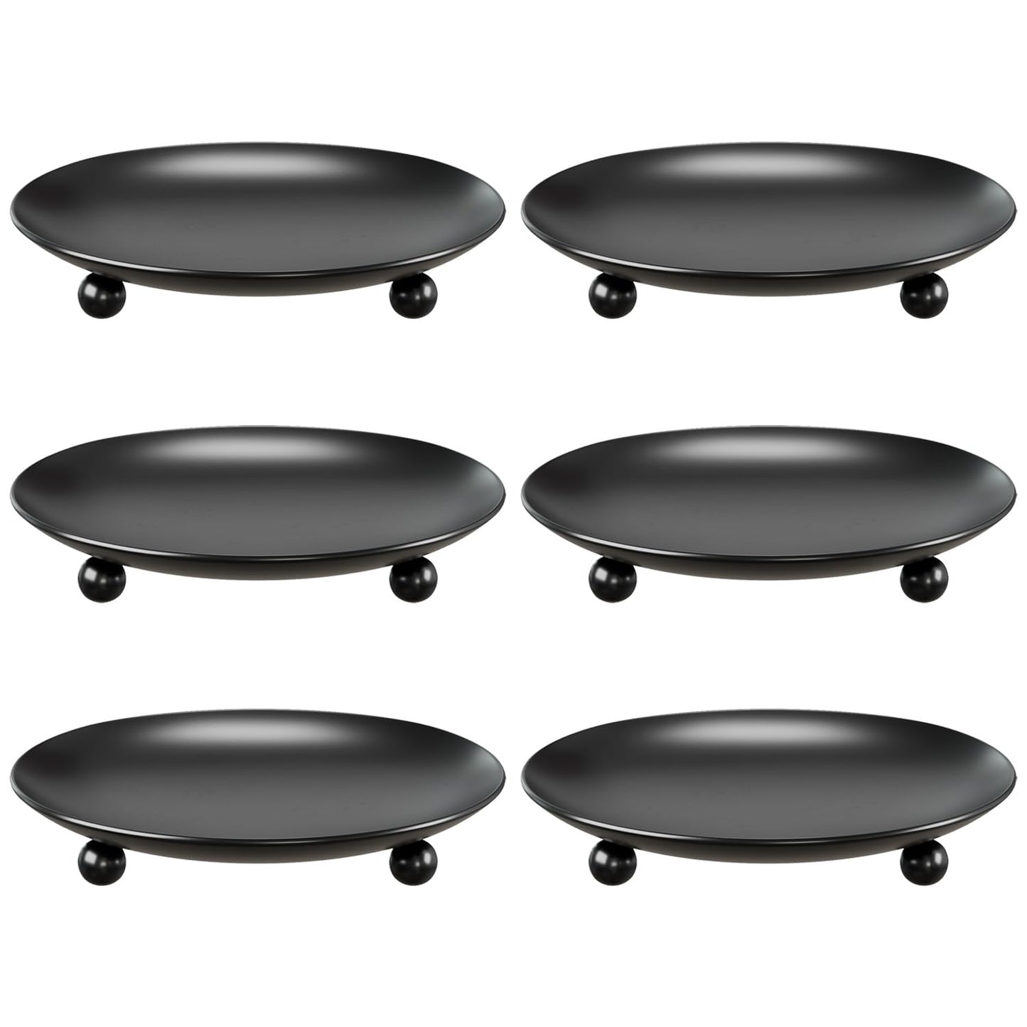 Apsvwys Black Candle Holders for Pillar Candles, Set of 6 Premium Metal Candle Plates Candle Stand for LED or Wax Candles, Decorative Pillar Candle Holder Dish for Table Centerpiece