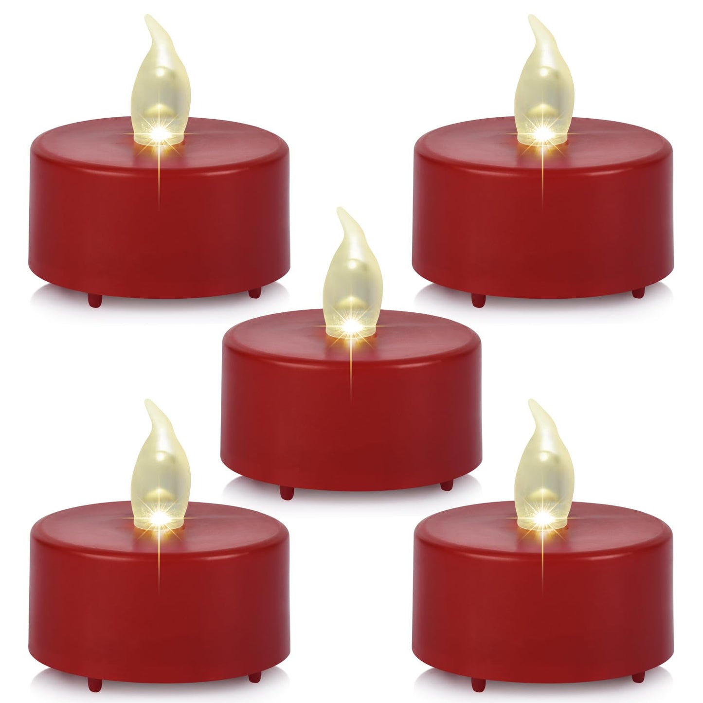 Baikaraer Battery Operated Tea Lights Candles,Flameless Led Electric Fake Candle, 50 Pack Realistic Flickering Votive Tealights, Long Lasting 200+Hours, for Wedding Party Home Decoration (Red)