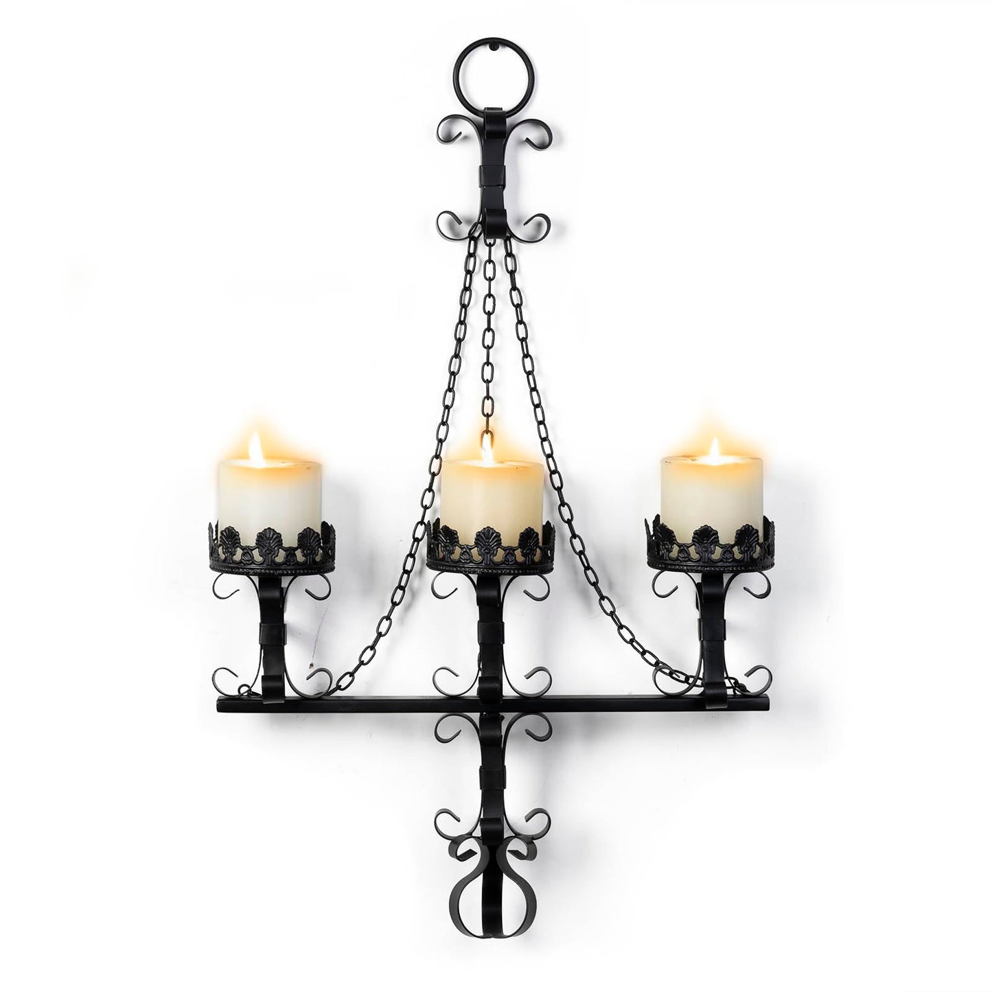 Black Wall Candle Sconces,3 Iron Candelabra,Gothic Victorian Decor,Rustic wall Candle Holder for Bathroom,Living Room,Dining Room Indoor Outdoor Use