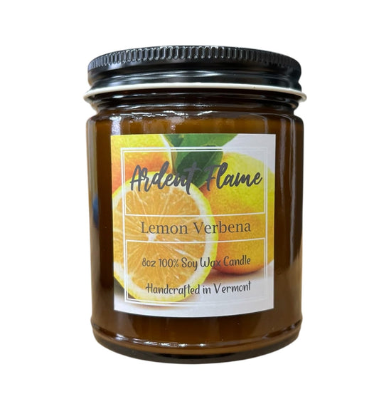 Ardent Flame Candles | Lemon Verbena | 100% Natural Soy Wax Candle for Home Decor | Highly Scented | Premium Fragrance | Handmade in Vermont, USA | 8 oz | Long Lasting | Gift for Women and Men