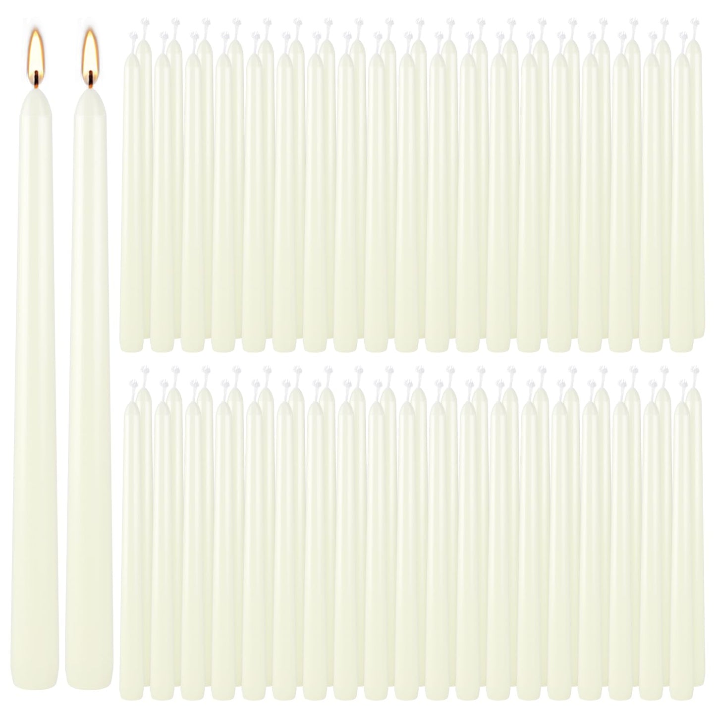 Pliadvbu 100 Pack Lvory Taper Candles 10 Inch, Dripless and Unscented Tall Table Candle for Home Decor, Dinner Candle for Thanksgiving, Christmas, Weddings… …