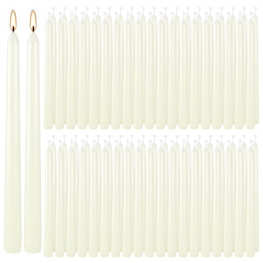 Pliadvbu 100 Pack Lvory Taper Candles 10 Inch, Dripless and Unscented Tall Table Candle for Home Decor, Dinner Candle for Thanksgiving, Christmas, Weddings… …
