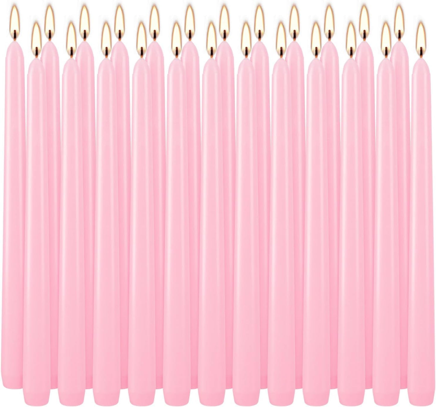 YOROXRG 24 Pack Pink Taper Candles, 7-8 Hours Burn Time, Unscented, Smokeless and Dripless, 0.75 x 10 Inch Dinner Candle Set for Valentine's Day,Household, Wedding, Party and Home Décor Candlesticks