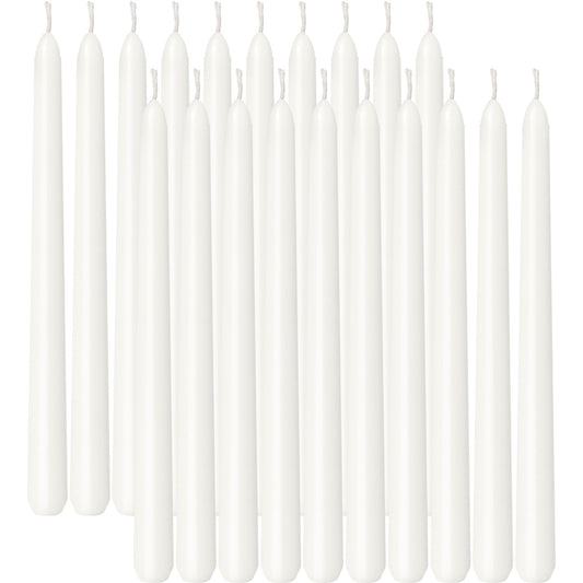 Viyffo Taper Candles, 10 Inch, 20 Pack, White – Unscented, Dripless & Smokeless Design, Up to 8-Hour Burn – Tall Candlesticks for Wedding, Dinner & Home Decor