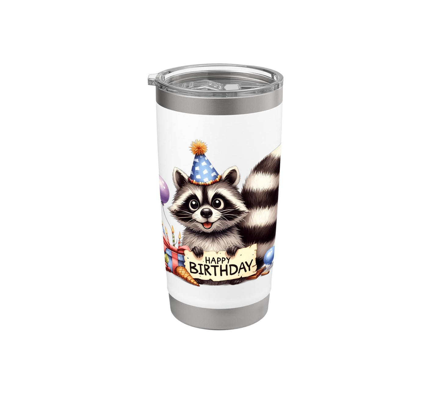 Raccoon Party Animal Celebration Design Stainless Steel Insulated Tumbler