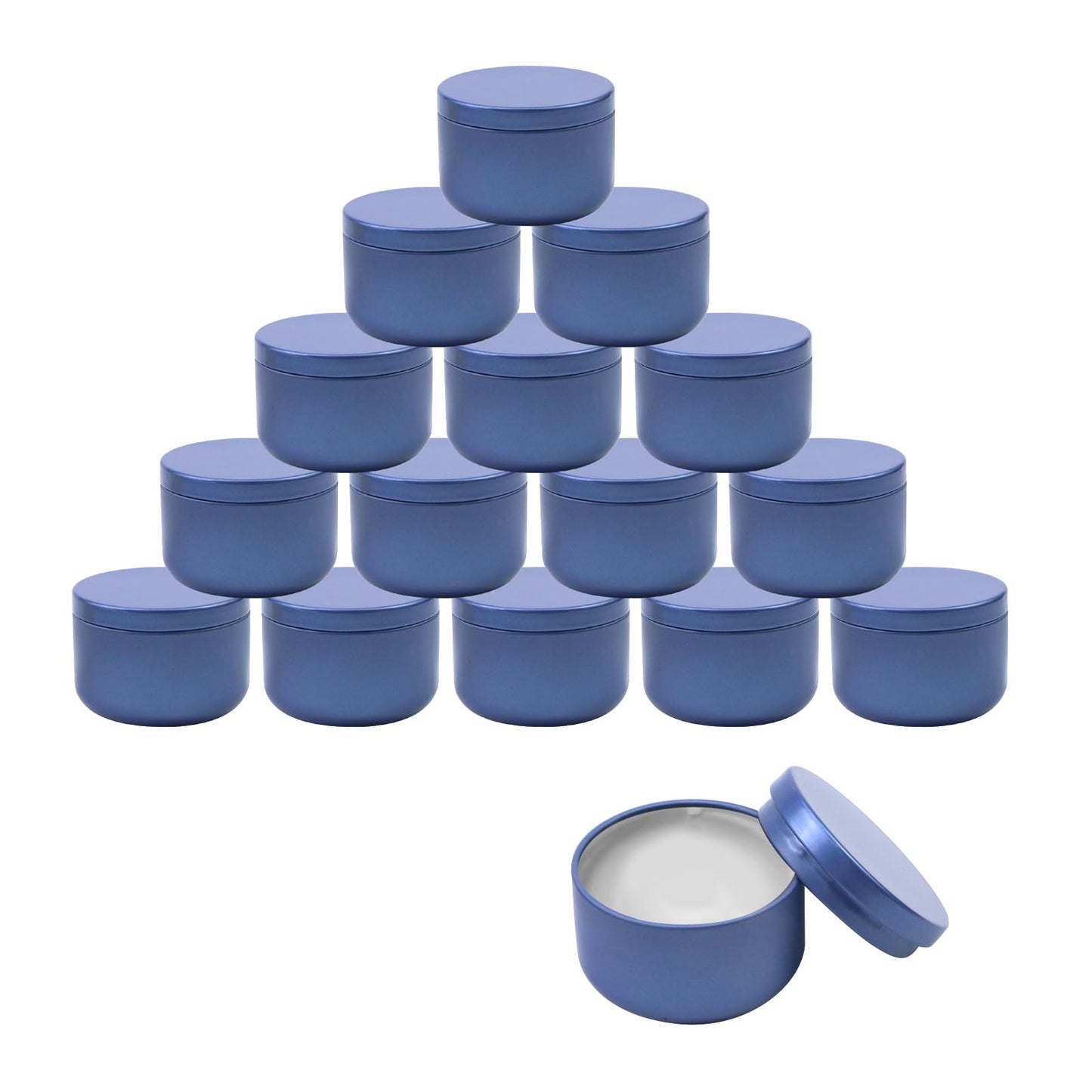 Geesatis 3 oz Empty Candle Tins with Lids (16 Pcs) - Metal Candle Containers Jars for Candle Making, Storage - Airtight, Romance Blue