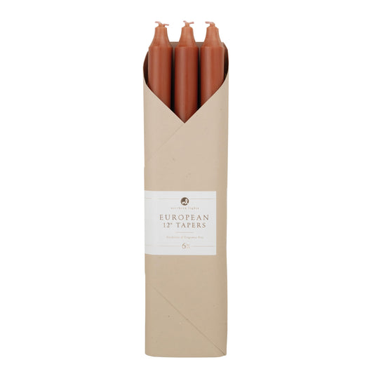 Northern Lights Candles - 12" 6pk Tapers - Terra Cotta - 73259