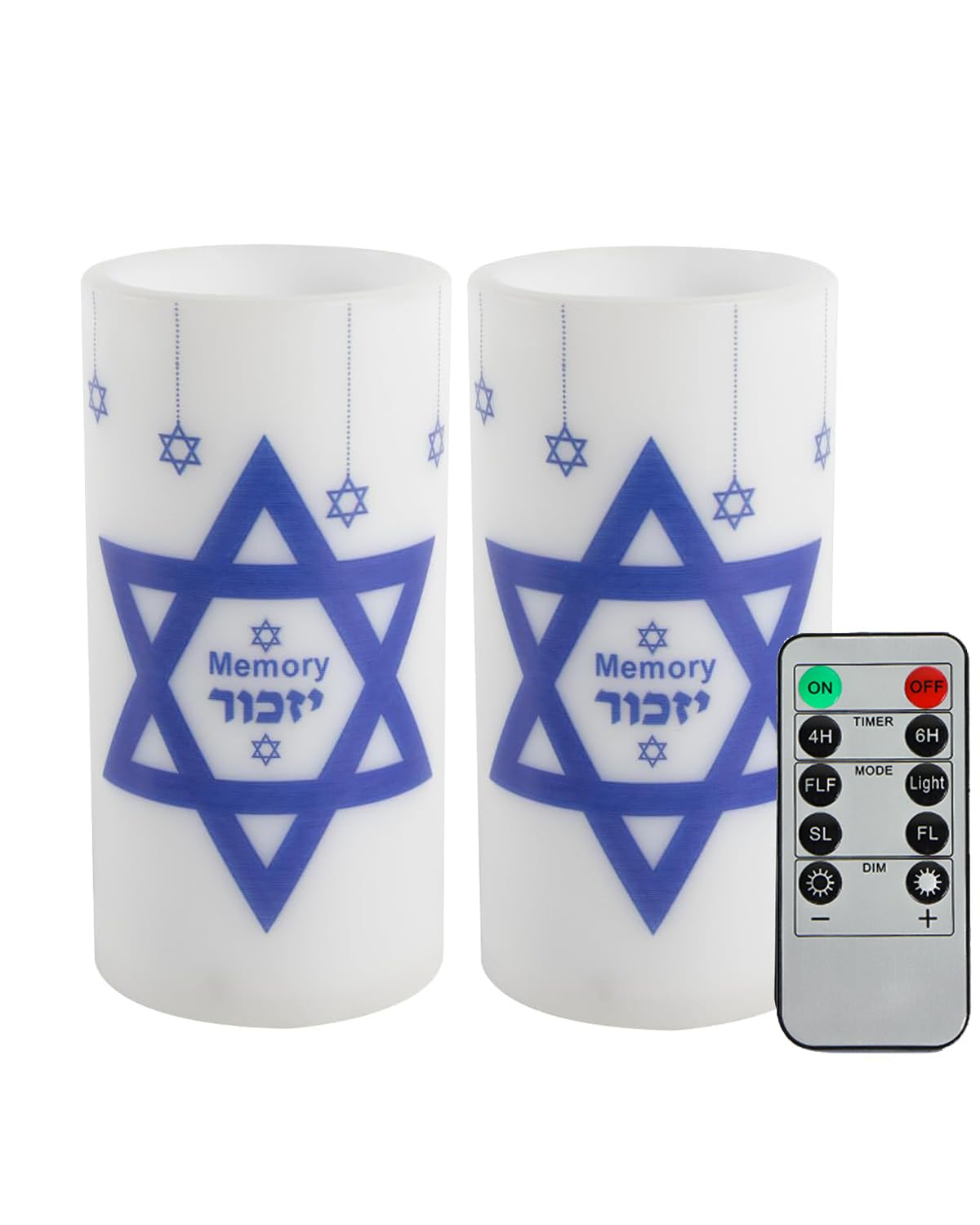 ONEIHOMM Yahrzeit Memorial Candles with Timer Remote for Loss of Loved One Sympathy for Bereavement Gifts,Shabbat Holiday,Hanukkah Decorations 2 Pcs(Memorial Candle-White)