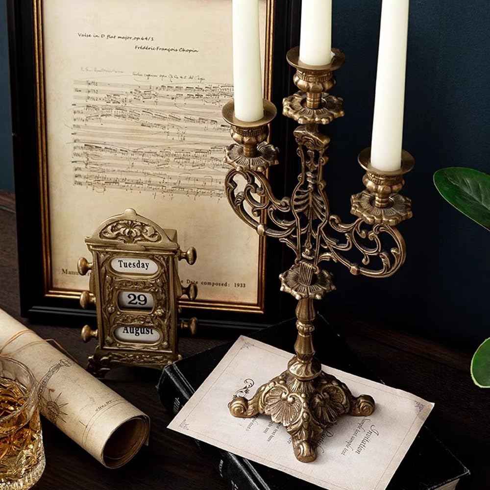 3-Candle Candlesticks Holder, Candle Holder for Wedding Table Centerpieces Metal Candle Stick Holders Fireplace Mantle Decor