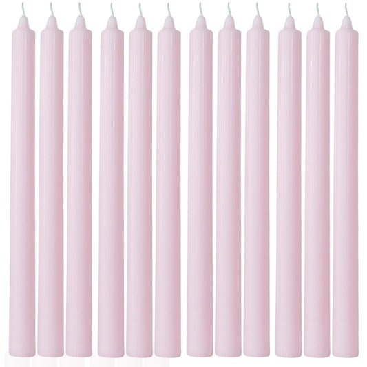 Pink Taper Candles Set of 12 Unscented Dripless Smokeless Long Tall Tapered Candlesticks Wedding Advent Home Decor Dinner Christmas-Natural Color Series-10.6 Inch