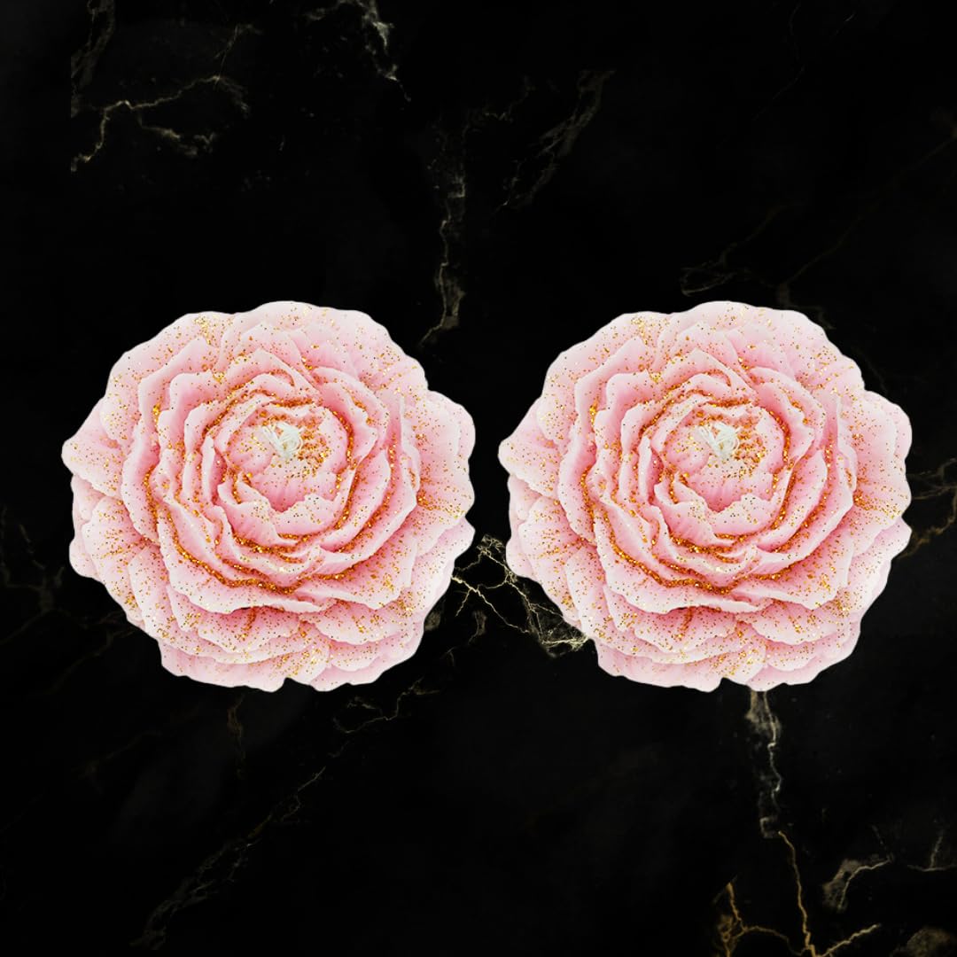 2 Pcs Gilded Candles for Wax Play Low Heat, Low Temperature Body Safe Drip Peony Candles, Romantic Massage Soy Rose Candles Couple (2, Pink)