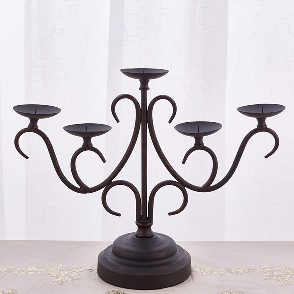 XILIN-1987 Candle Holderss Retro to Do The Old Wrought Iron Candle Holders Decorated Living Room Desktop Decoration 5 Arm Candle Holders Decorative Candlestick
