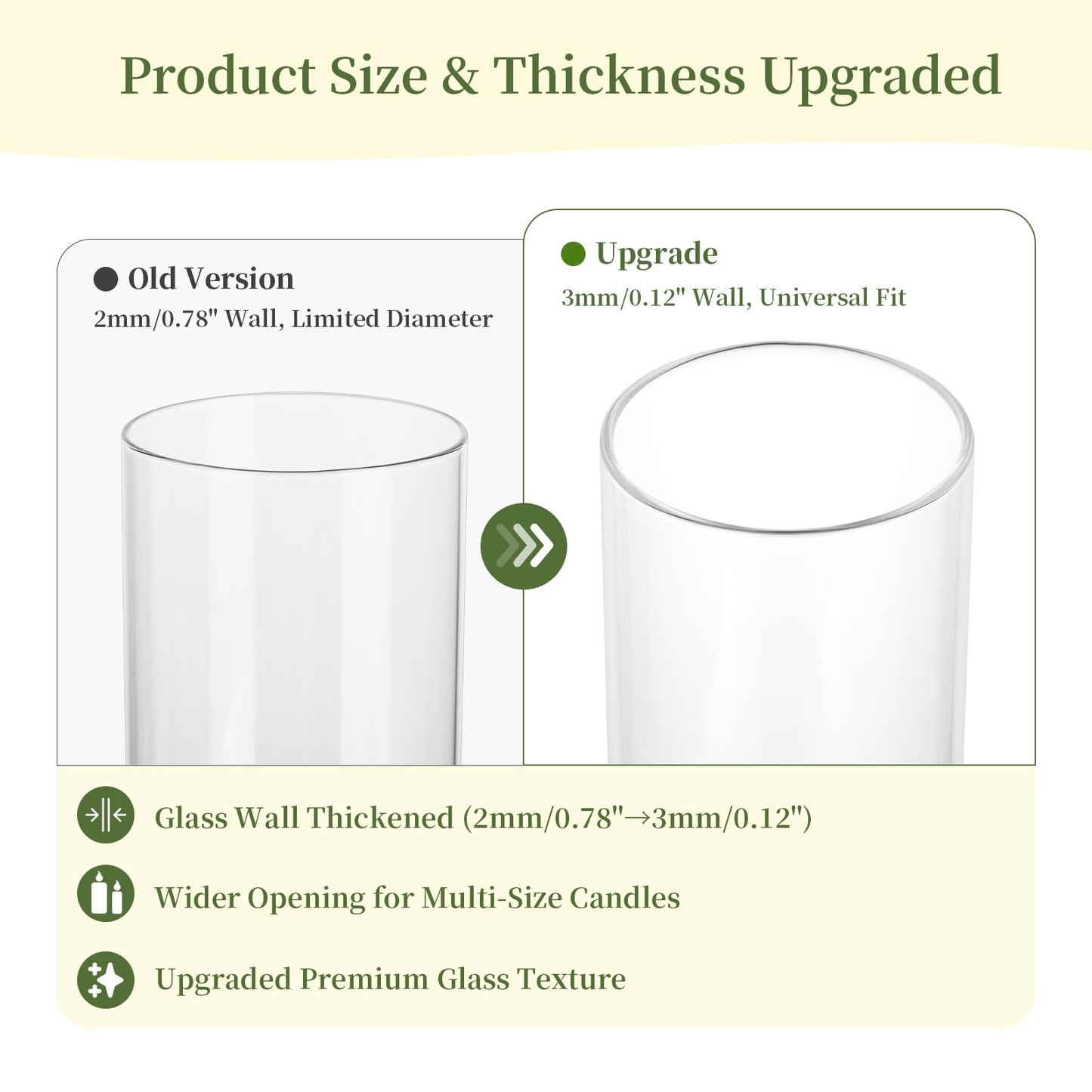Glasseam Hurricane Glass Candle Holders: 3 Pcs Clear Cylinder Vases for Centerpieces Large Pillar Candle Holder for Floating Candles Modern Home Decor Wedding Table 5.3'' 7.3'' 9.5'' Height