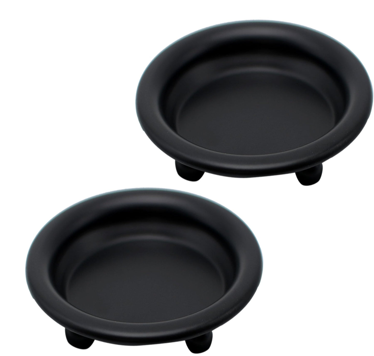 2 Pack Black Decorative Iron Plate Candle Holder 4.33'' Candle Stand Metal Saucer Style Decorative Iron Plate for Pillar/Scented/Flameless/Ball Candles Wax Candles, Incense Cones Spa Weddings (Black)