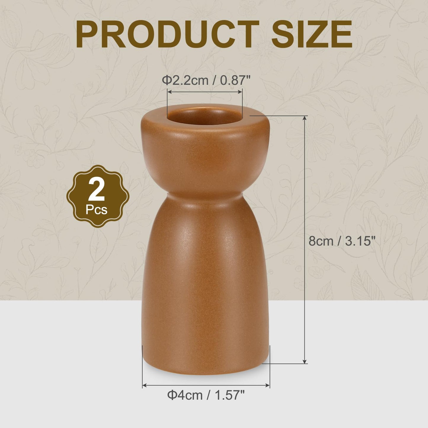 uxcell 2 Pack Candlestick Holder Brown Ceramic Taper Candle Holder Candle Stand Holders Modern Style Decoration for Centerpiece Tabletops Anniversary