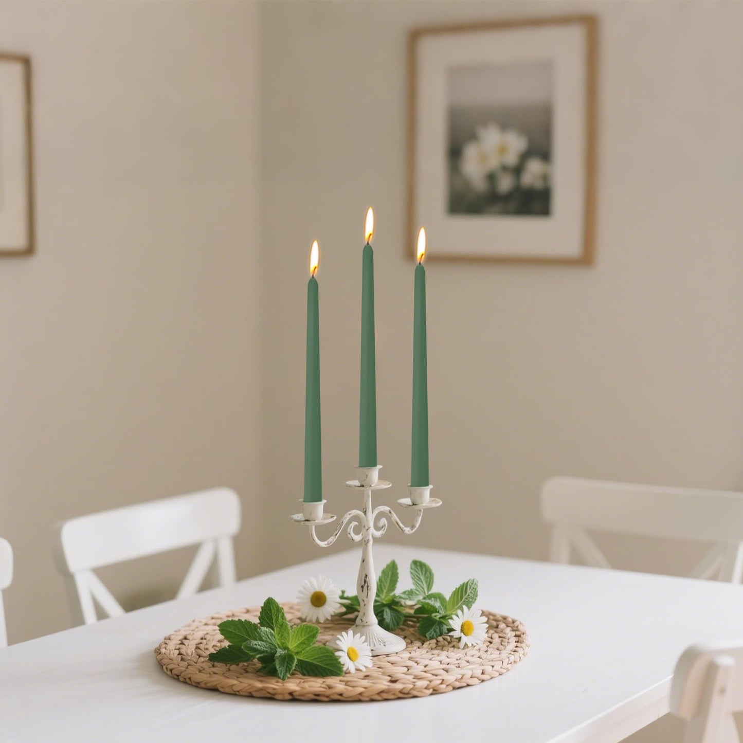 8 Pack 10 Inch Green Taper Candles for Christmas Candles for Home Decor Dinner Party Celebrations Wedding Shower