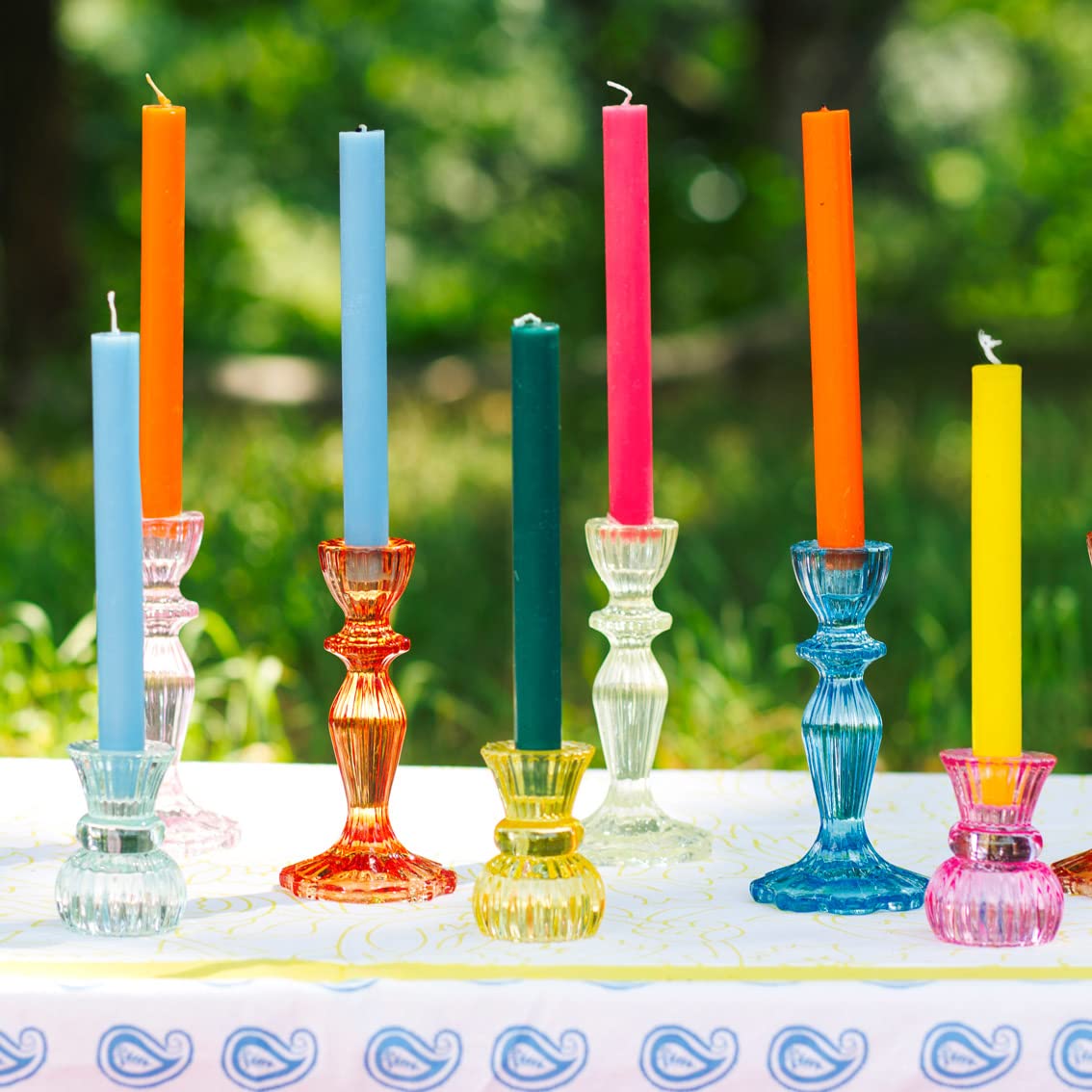 Talking Tables Small Light Green Glass Candle Holder for Candlesticks or Tea Lights | Decorative Easter Table Decorations, One Size, (Boho-GRN-SMLCNDLHOLD)