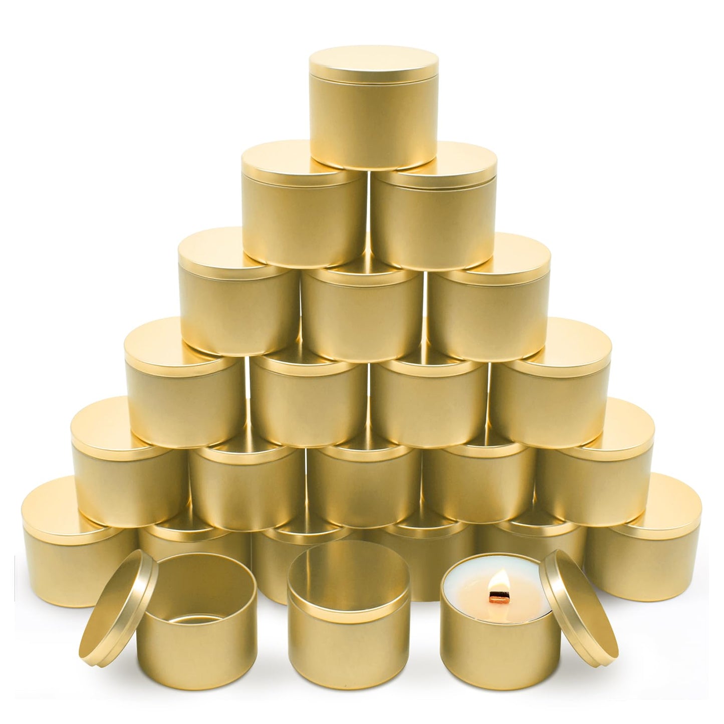 YJHSS 24-Pack 8oz Candle Tins with Lids, Metal Candle Jars for Candle Making, Empty Containers Vessels Bulk for Small Business & Beginners DIY Storage -Gold