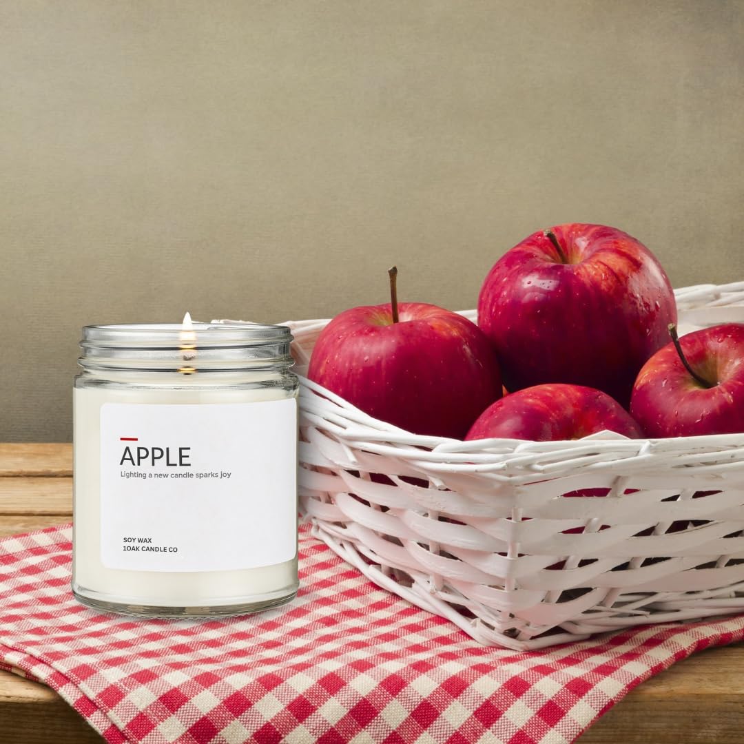 1OAK Apple Candle - Soy Wax Scented Candles (Apple) - Soy Candles for Home Scented - Long Burning Premium - Hand-Poured (7oz)