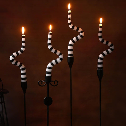 Nuanchu 4 Pcs Christmas Black and White Taper Candles Nightmare Smokeless Tall Candlesticks Black and White Candle Spooky Gifts for Christmas Party Favor Table Decoration(Classic Color)