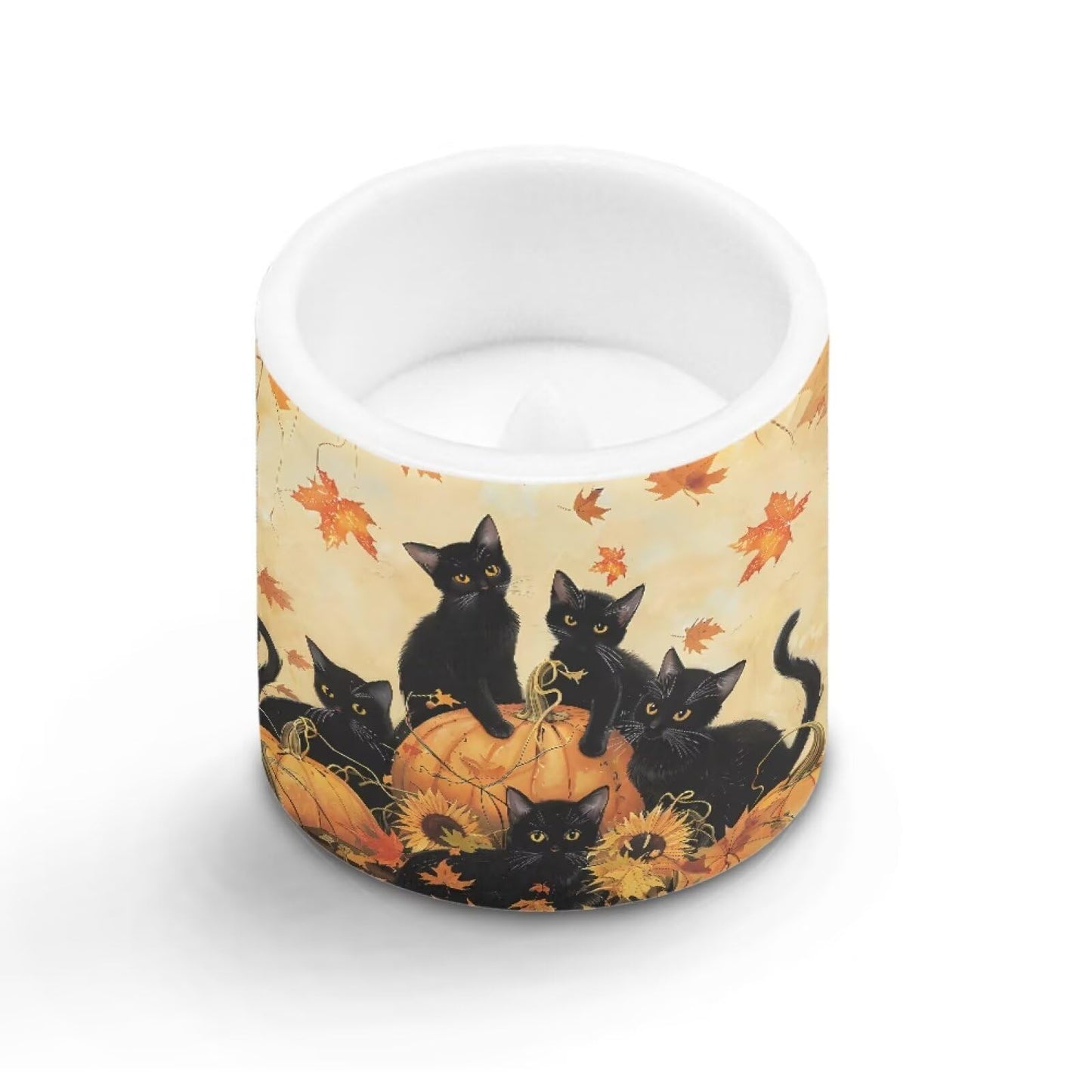 Cozeyat Halloween Cat Flameless Candles 4 Pack Battery Operated LED Pillar Candles with Remote Control Timer Waterproof for Indoor Outdoor Home