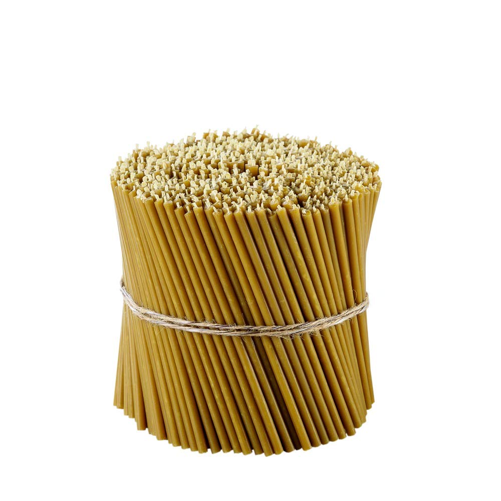 Danilovo Pure Beeswax Candles - Honey-Scented, Decorative Thin Taper Candles - Ideal for Birthday Decoration or Church Prayers - Drip Free, Tall & Smokeless Pack of 100 pcs, 6.3 x 0.2 inch