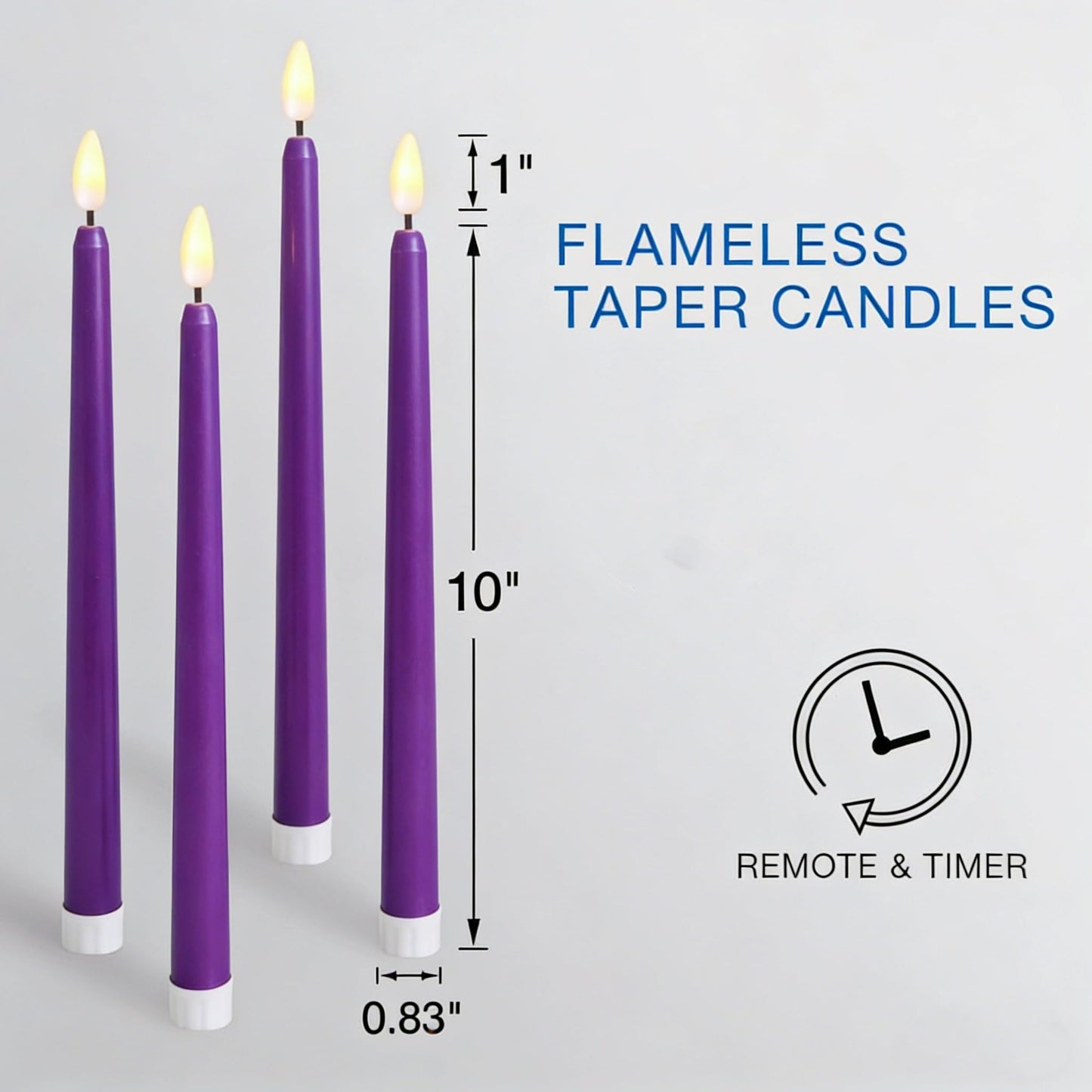 Ni-JASW Purple Flameless Taper Candles with Remote, Flickering Battery LED Candlesticks Home Decor Set of 12