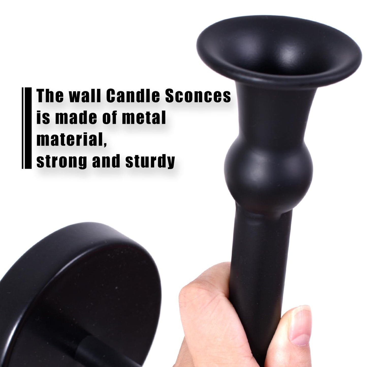 Candle Sconces Long Wall Candle Holder - 33" H Set of 2 Black Long Wall Candle Sconce Retro Chic Wall Sconces Candle Holder Decoration for Dining Room, Living Room, Office, Bathroom