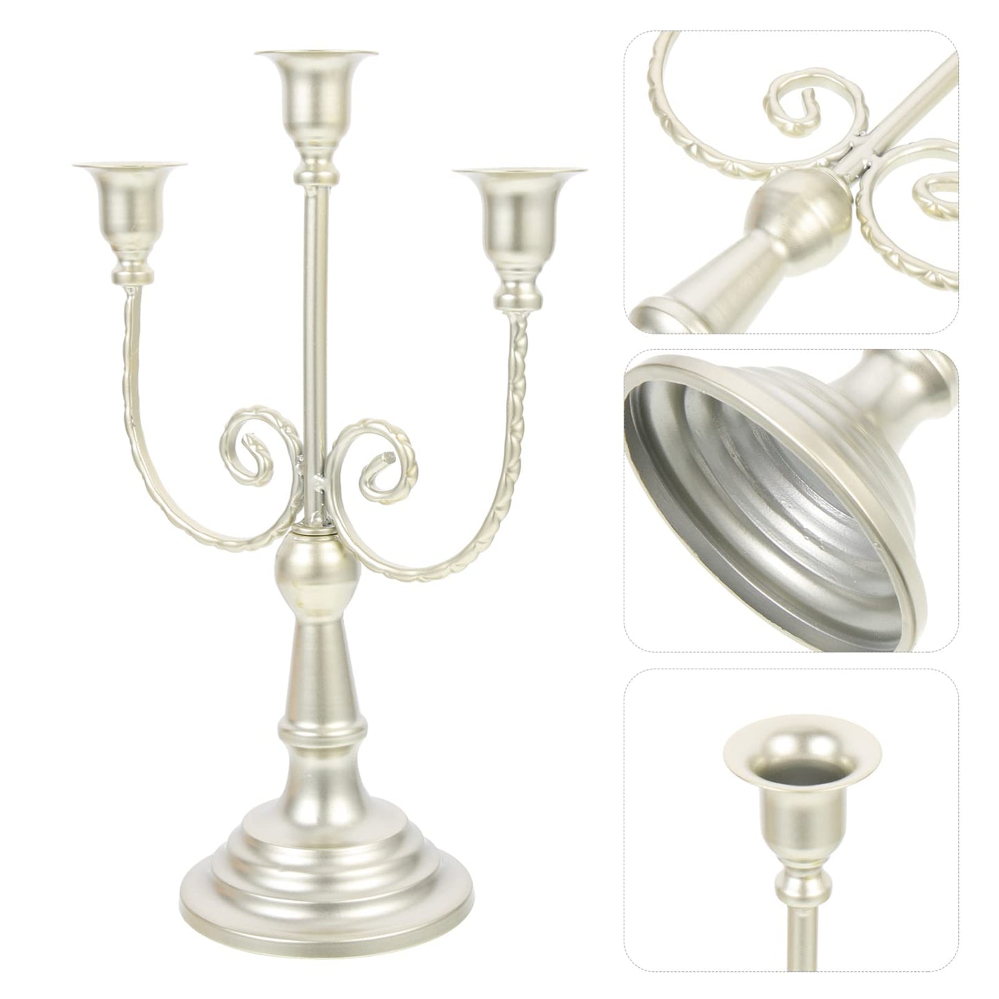 DECHOUS Retro Hollowed Iron Candlestick Set Black Taper Candle Holders European Style Candelabra for Tabletop Decor