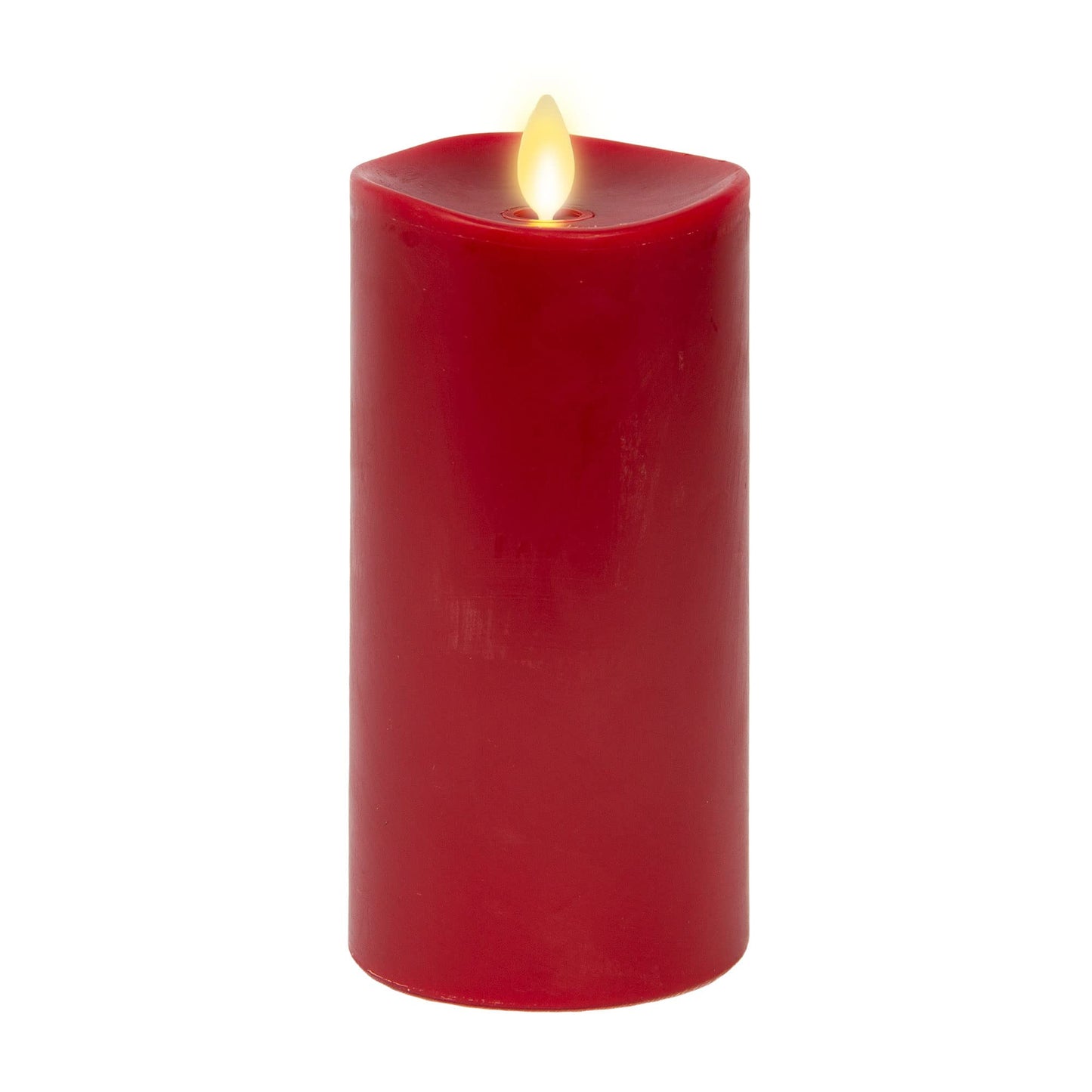 Luminara Flameless Flickering Melted Edge 3" x 6.5" Candle, Battery Operated & Timer Function, Remote Ready (Sold Separately), Unscented Paraffin Burgundy Wax LED Light Pillar, Christmas Holiday Décor