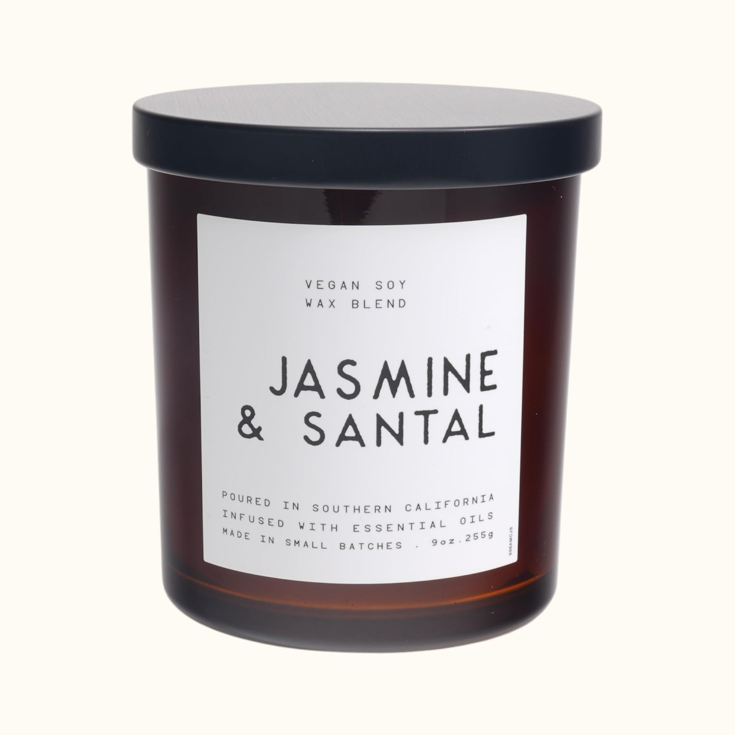 LEOBEN CO – Jasmine & Santal Scented Candle – 9oz, Contemporary Collection Design – 50 hr Burn Time – Poured in California Using Vegan Soy Wax and Essential Oils – Made in Small Batches
