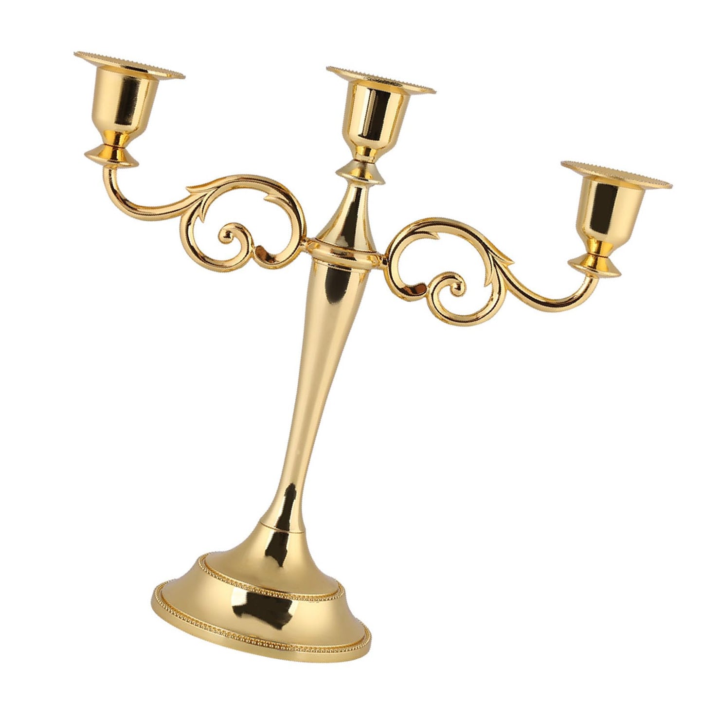 Sonew Premium 3 Arms Metal Candle Holder European Candelabra for Weddings & Home Decor (Gold)
